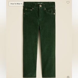 J. Crew emerald Green Corduroy Slim Flex Boys Pants Size 10 like new!